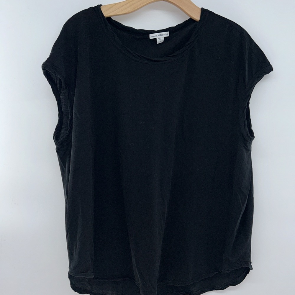 James Perse Womens Tank Tee T-Shirt, Black Cotton-modal Sz 3
